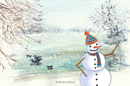 Wochenend-Workshop Kinder mit Eltern: Winteraquarell - Leise rieselt der Schnee - Samstag 16.01.27 von 10:00 bis 13:00 Uhr