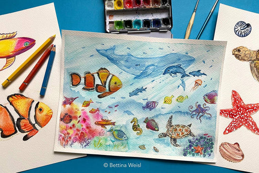 Wochenend-Workshop: Aquarellkurs – Die geheimnisvolle Welt der Meere - Samstag 07.03.26 von 10:00 bis 13:00 Uhr