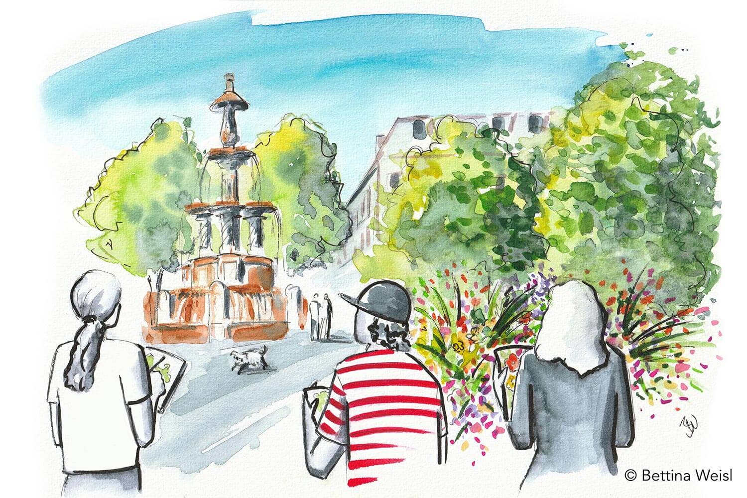 Wochenend-Workshop Kinder mit Eltern: Urban Sketching Schnupperkurs – wir zeichnen am Weißenburger Platz - Samstag 12.07.25 von 10:00 bis 13:00 Uhr